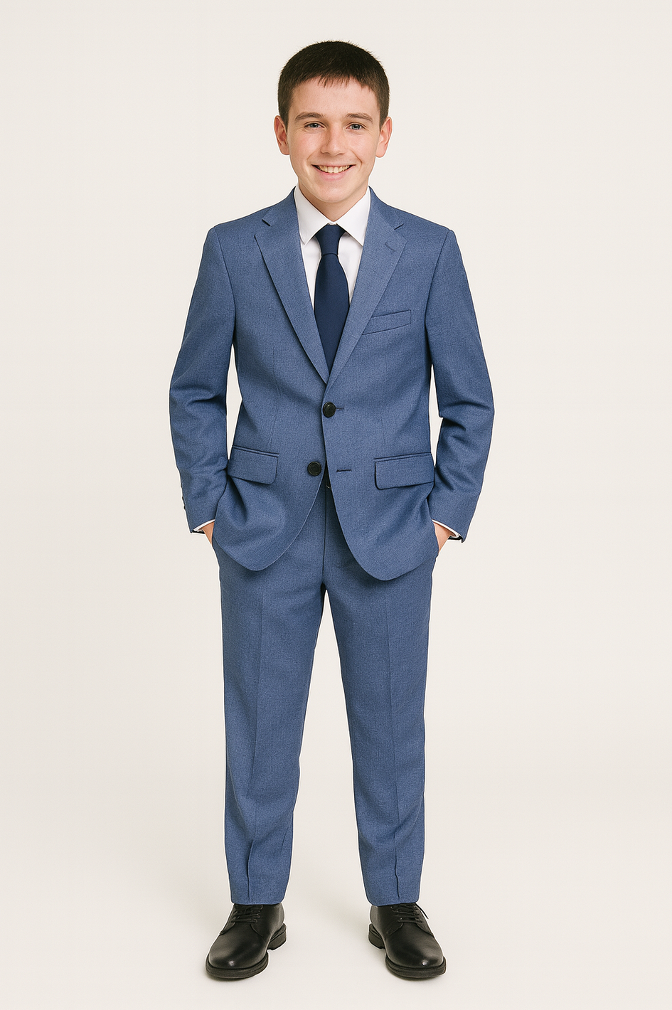 Andrew Marc Boys Skinny Dark Blue Mini Check Suit_ W0755-NorthBoys