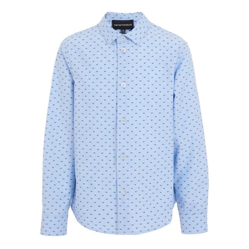 Emporio Armani Boys Blue Pattern Dress Shirt NorthBoys