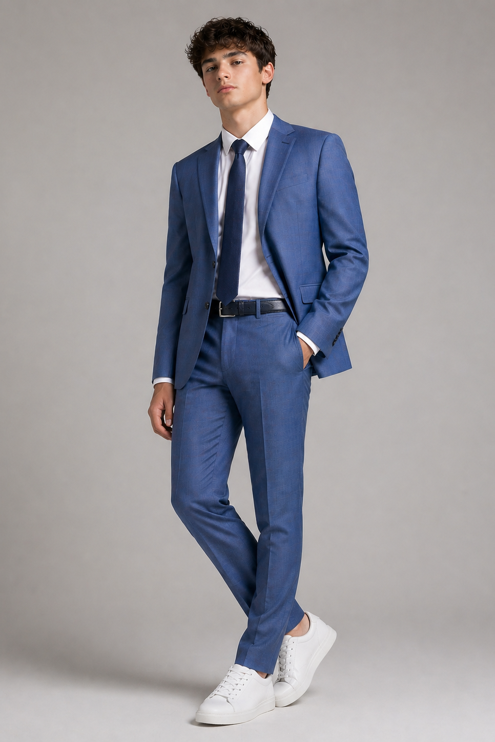 Michael Kors Mens Blue Sharkskin Wool Suit