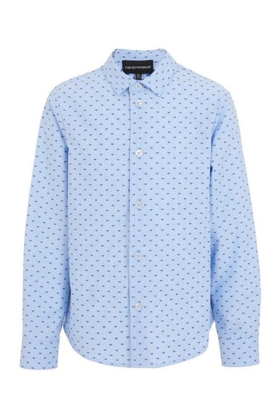 Emporio Armani Boys Blue Pattern Dress Shirt_ 3D4C09 - 4N89Z - F742 - NorthBoys