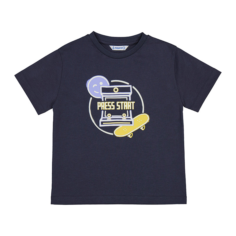 Mini Navy T-Shirt w/ Skateboard & Computer Graphic