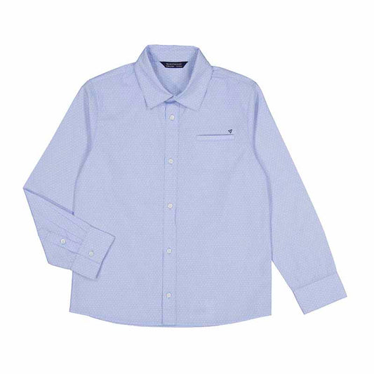 Nukutavake Boys Blue Long Short Sleeve Dress Shirt_ 6123-31
