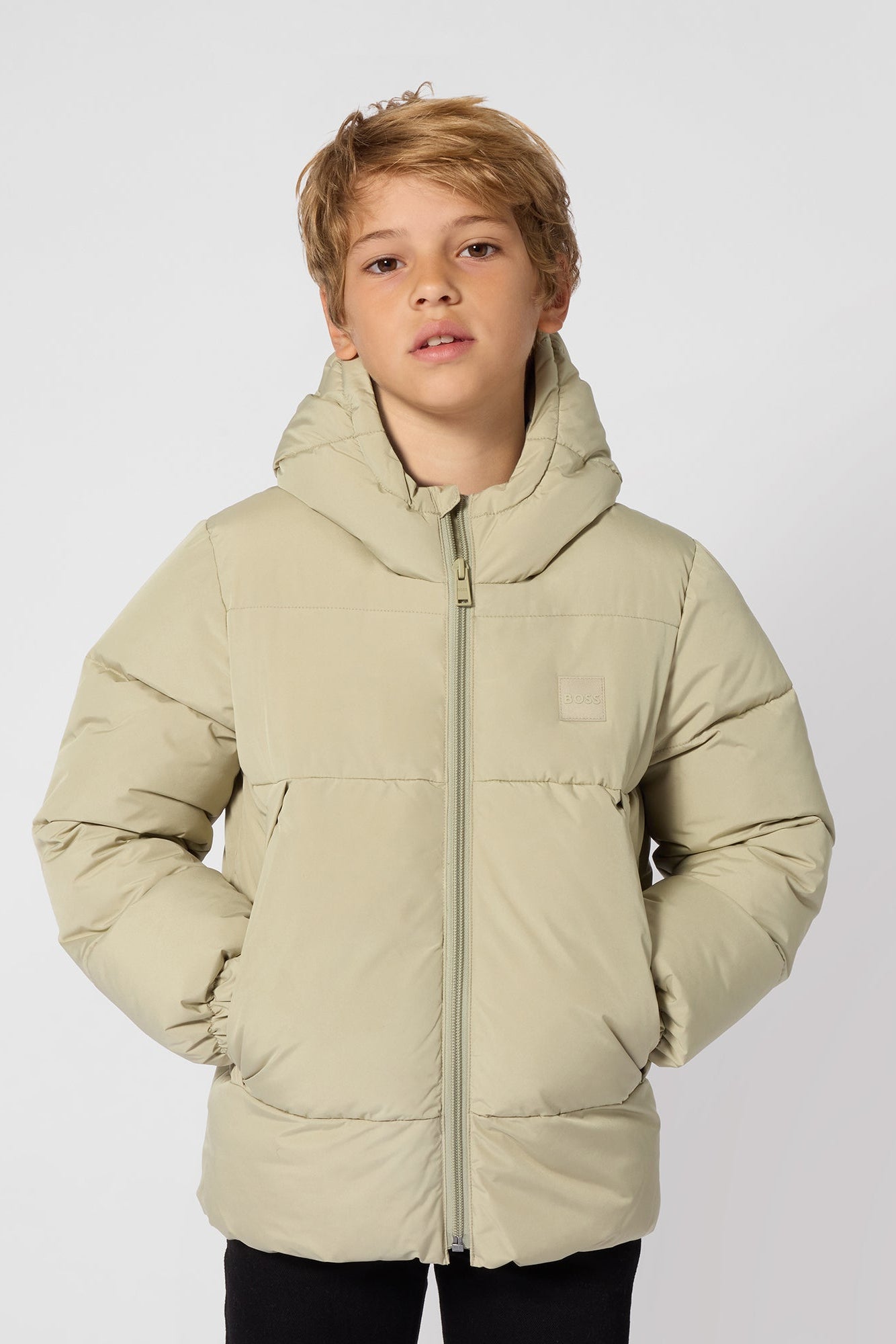 Hugo Boss Boys Hooded Puffer Jacket with Elasticated Cuffs_ J53437