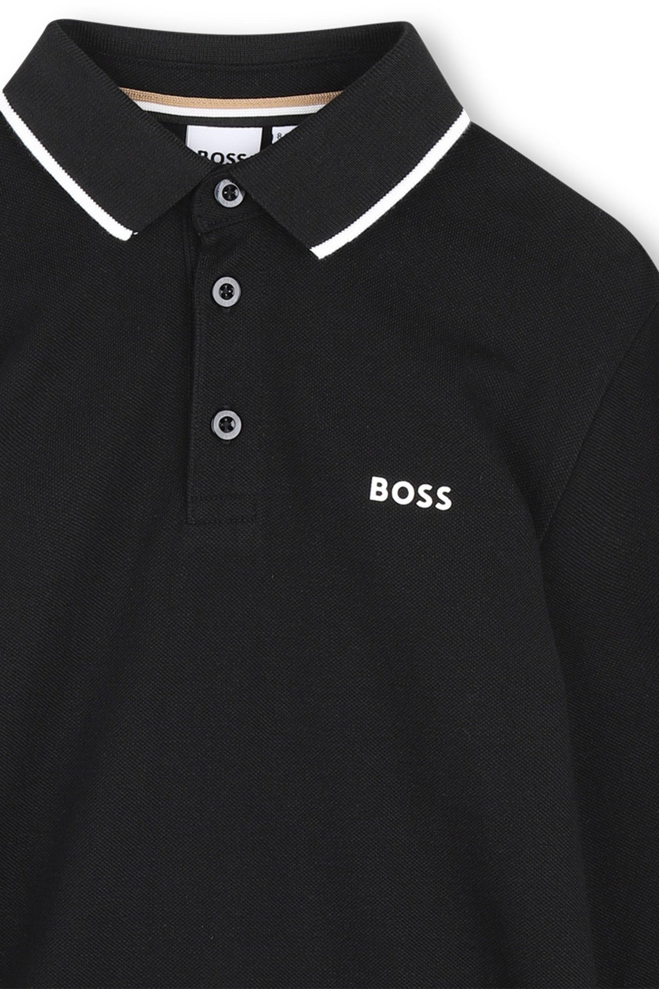 Hugo Boss Boys Long Sleeve Jersey Polo with Contrast Collar Trim_ J53376