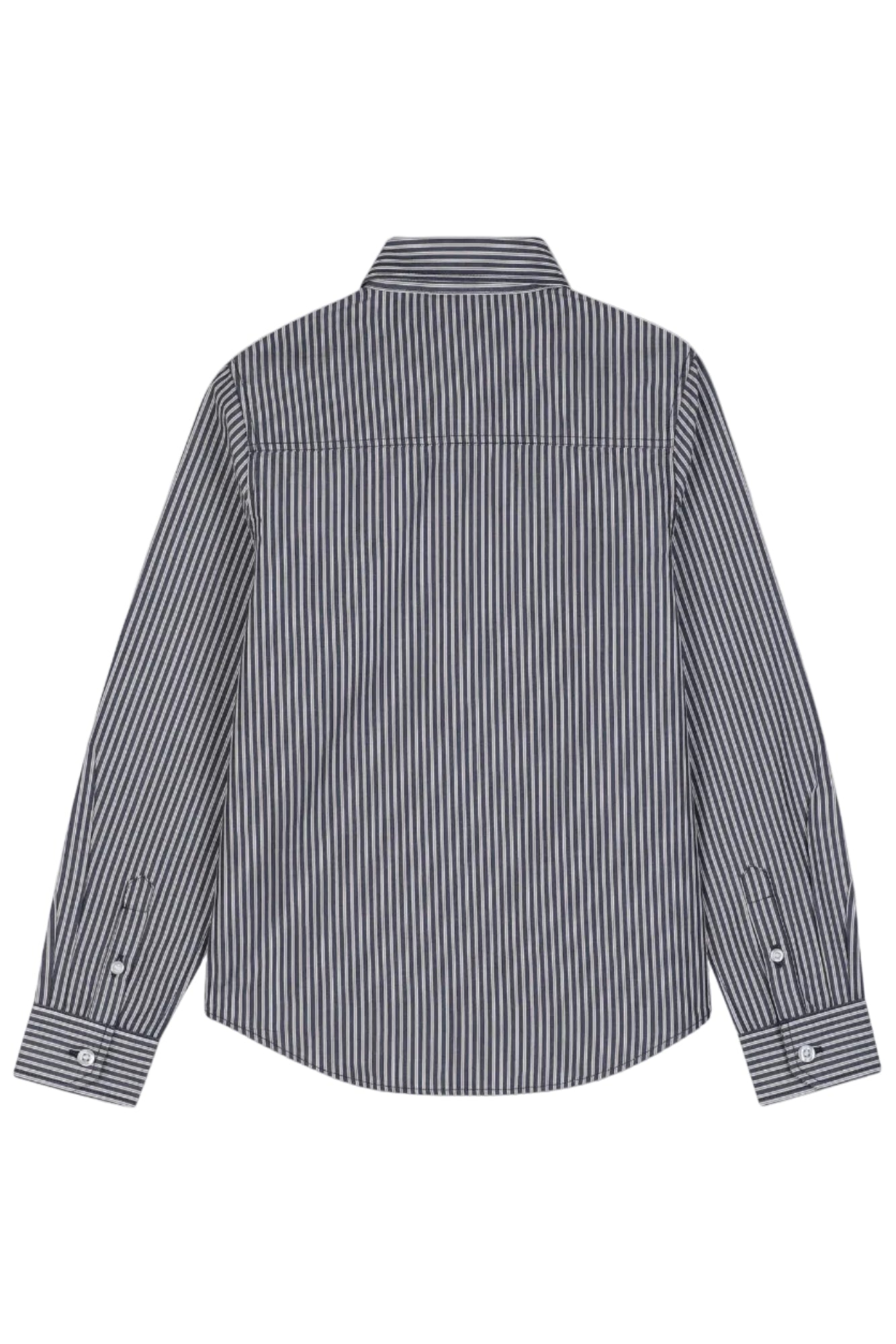 Hugo Boss Boys Long Sleeve Striped Button-Up Shirt with Embroidered Logo_ J53363