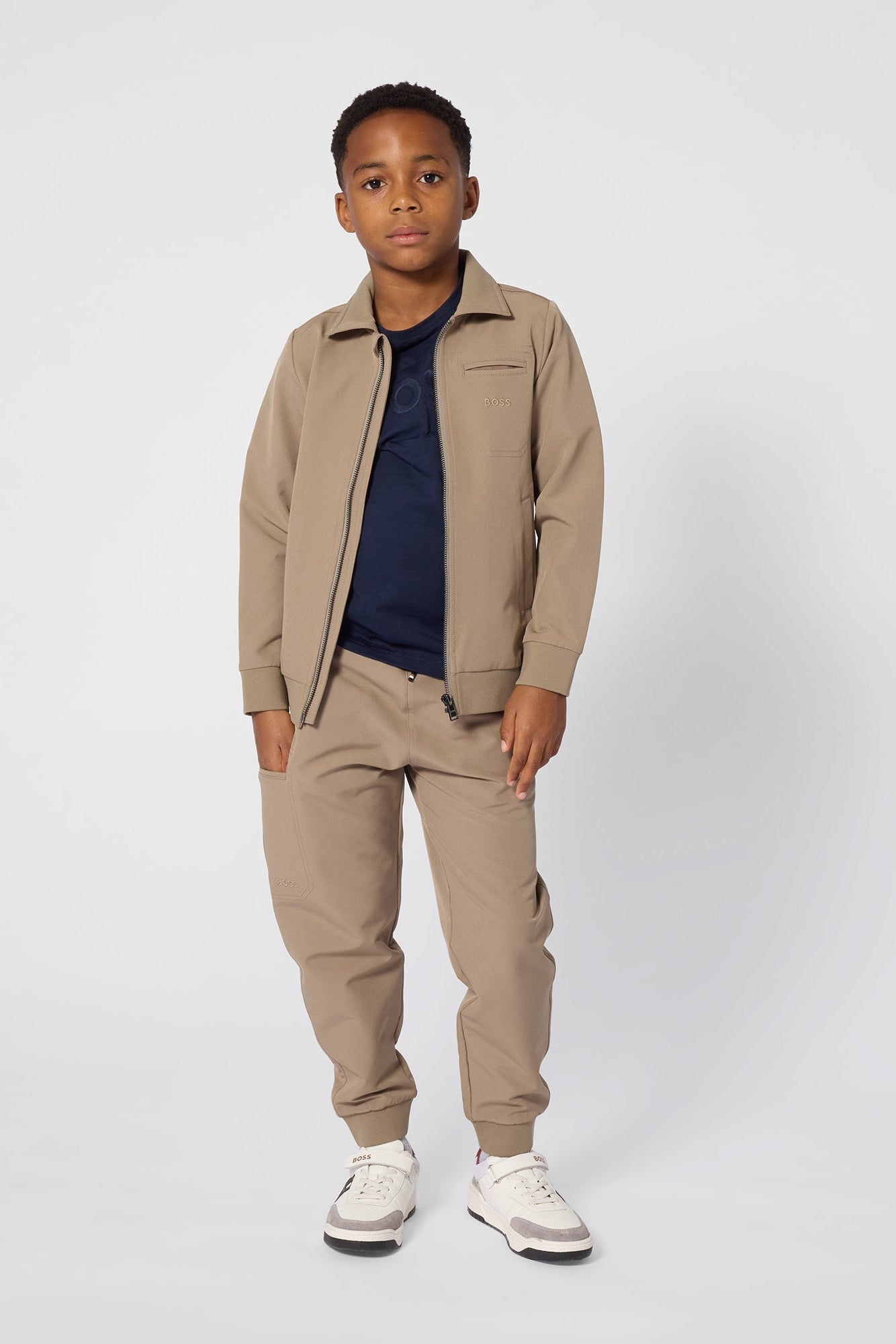 Hugo Boss Boys Zip Cardigan Jacket with Collar_ J53370