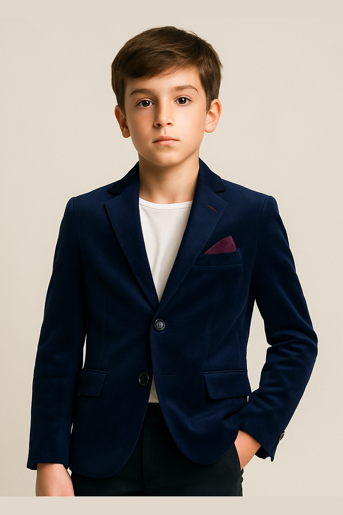Isaac Mizrahi Boys Velvet Navy Blazer