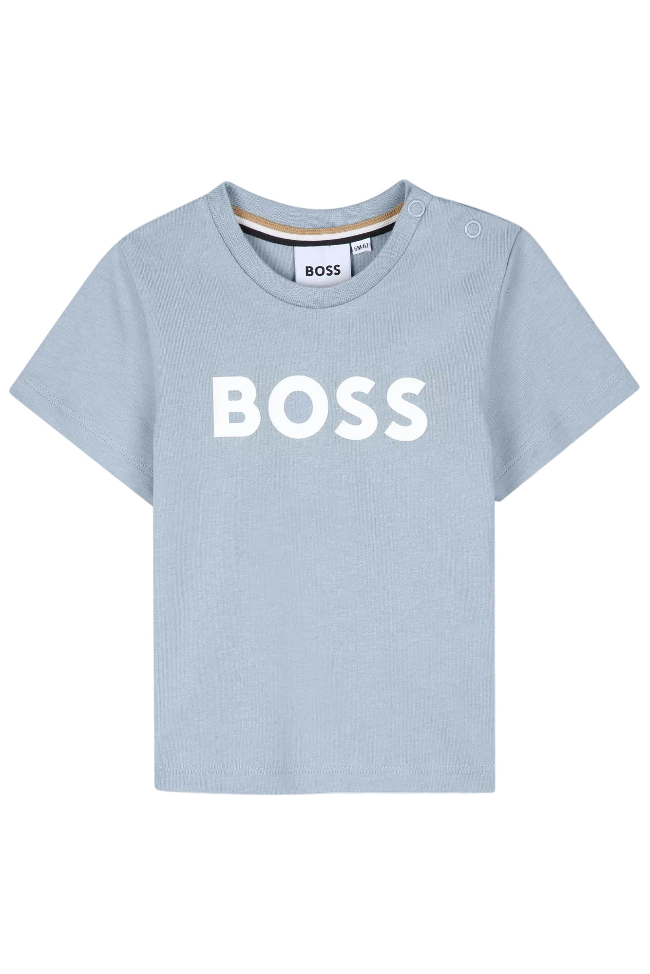 Light blue t-shirt with 'BOSS' print on a white background