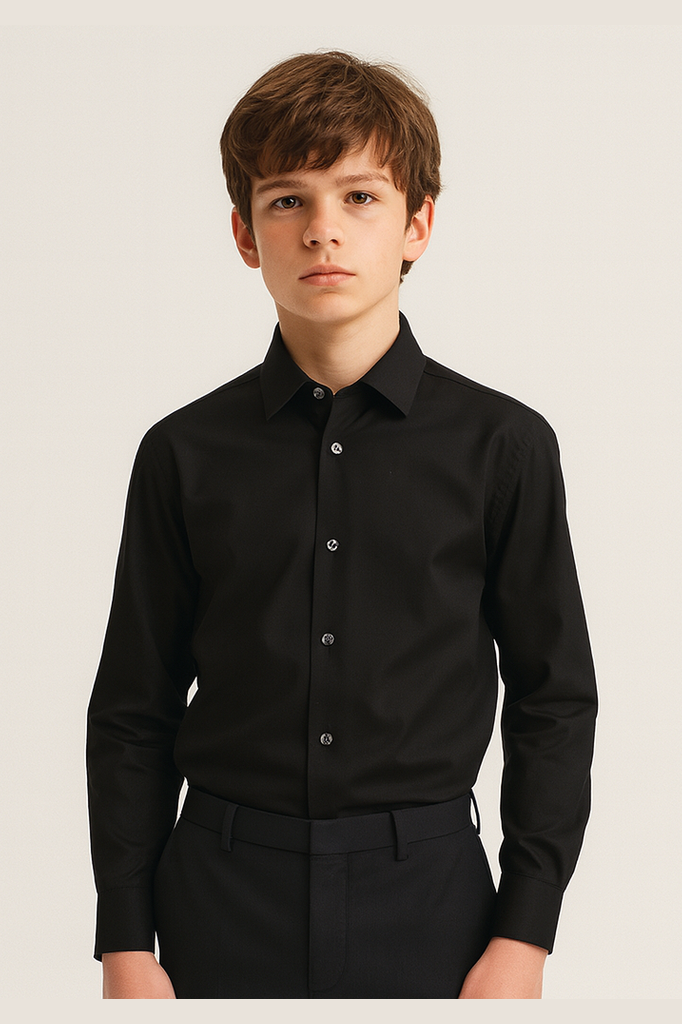 L&Z Royal Boys Black Dress Shirt_ b5590