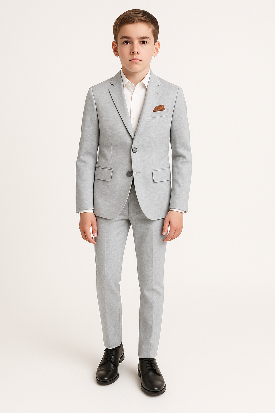 Leo & Zachary Boys Slim Chambray Blue Stretch Suit_ BLZ5870/LZ5870-NorthBoys