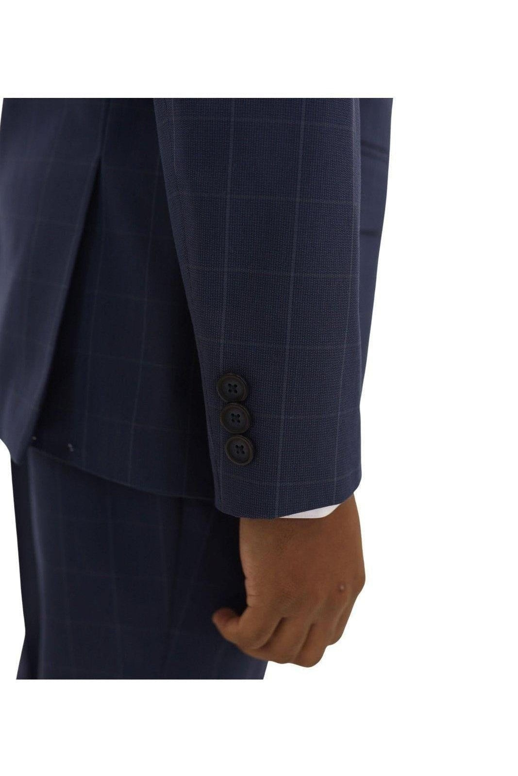 Marc New York Boys Husky Bright Blue Window Check Suit_ WH712-NorthBoys
