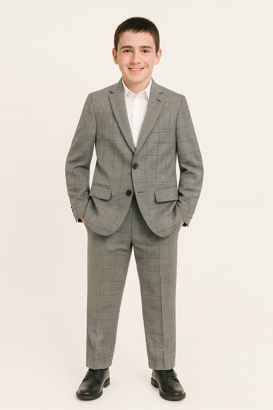 Marc New York Boys Skinny Grey Plaid Suit-NorthBoys