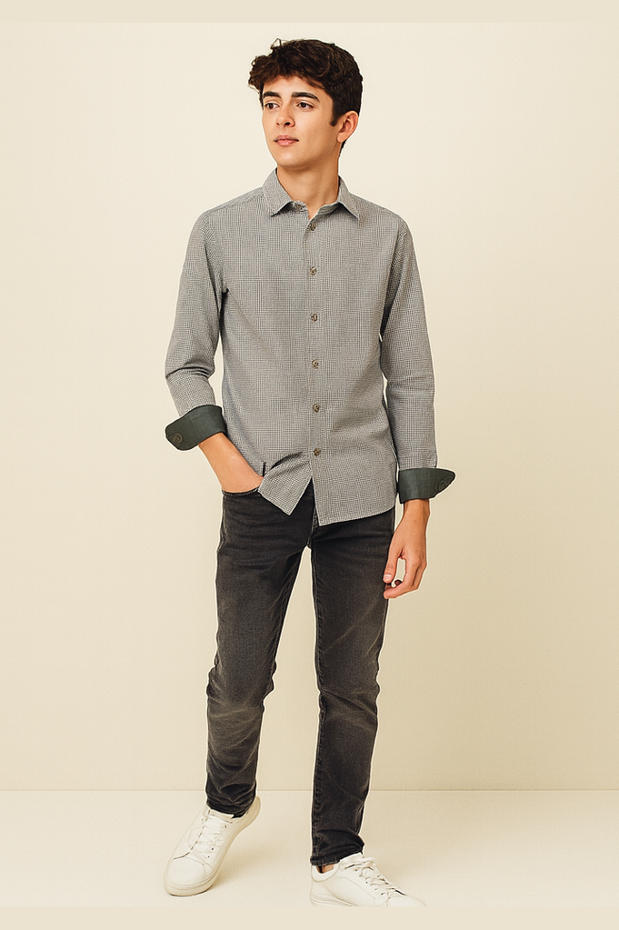 Marcelo D'Liola Boys Steel Weaved Window Dress Shirt_ 50028