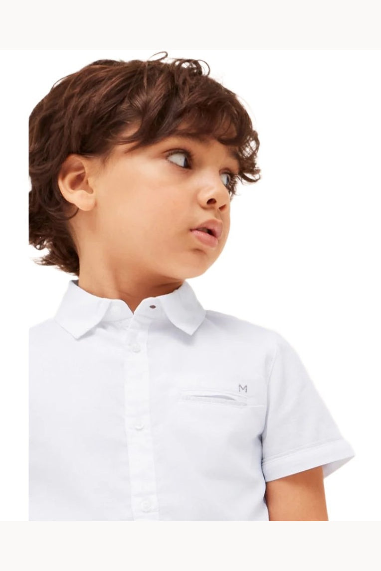 Mayoral Mini Short Sleeve Dress Shirt_ White 3159 - NorthBoys