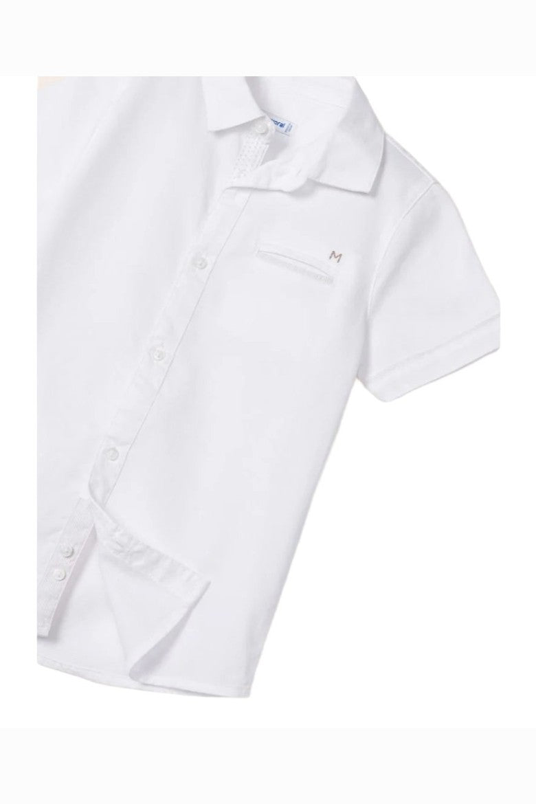 Mayoral Mini Short Sleeve Dress Shirt_ White 3159 - NorthBoys