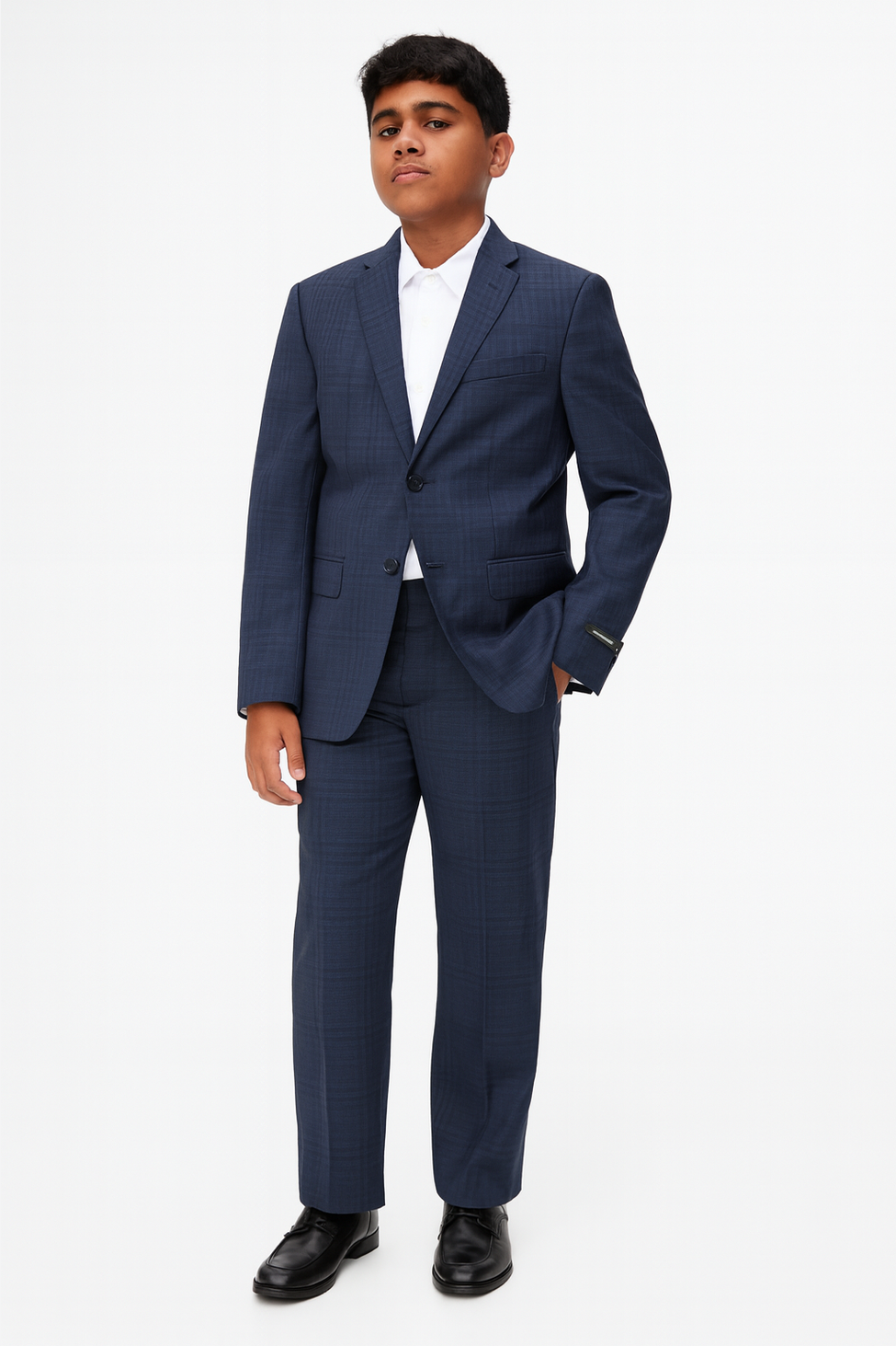 Michael Kors Boys Blue Navy Plaid Wool Suit-NorthBoys