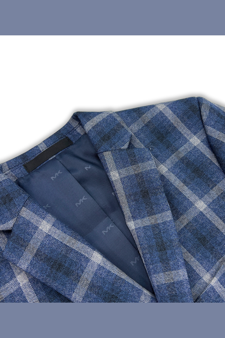 Michael Kors Boys Skinny Blue/White Plaid Sports Jacket-NorthBoys