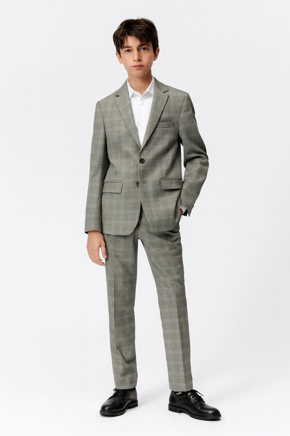 Michael Kors Boys Skinny Fit Grey Plaid Suit-NorthBoys