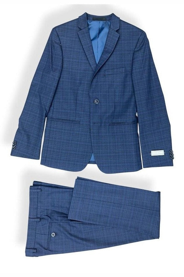 Michael Kors Boys Skinny Navy Check Suit_ TZ0016/4X0016-NorthBoys