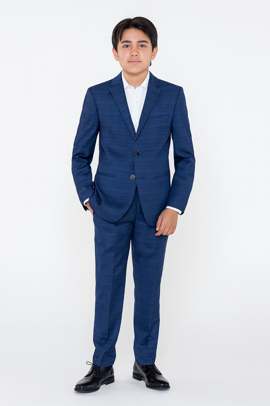 Michael Kors Boys Skinny Navy Check Suit_ TZ0016/4X0016-NorthBoys