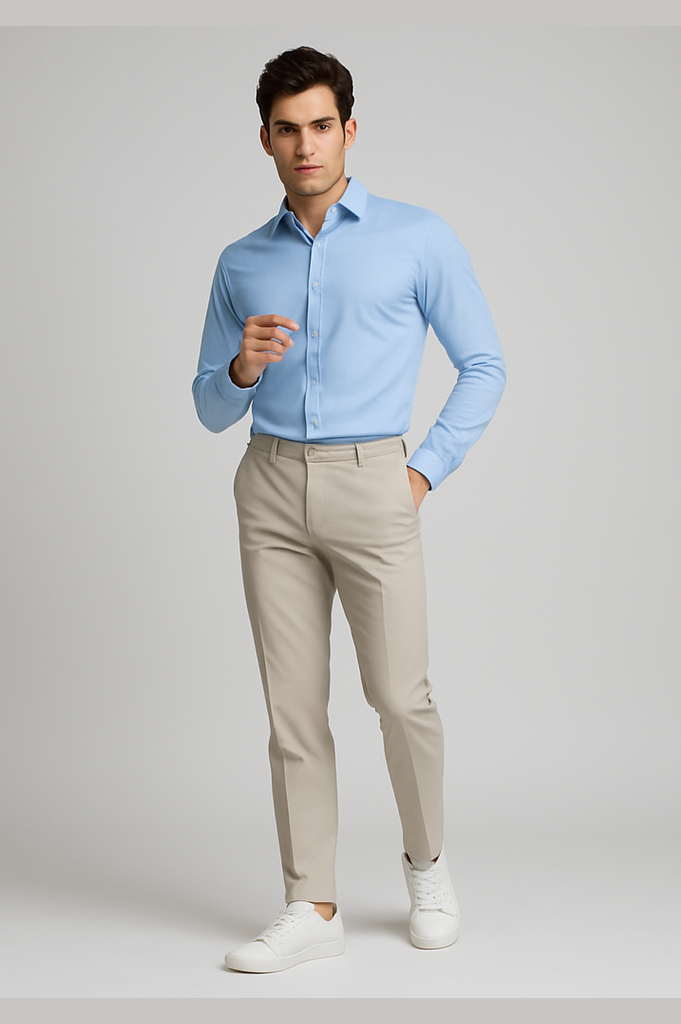 NorthBoys Mens Tailored Fit Light Blue Premium Cotton Dress Shirt