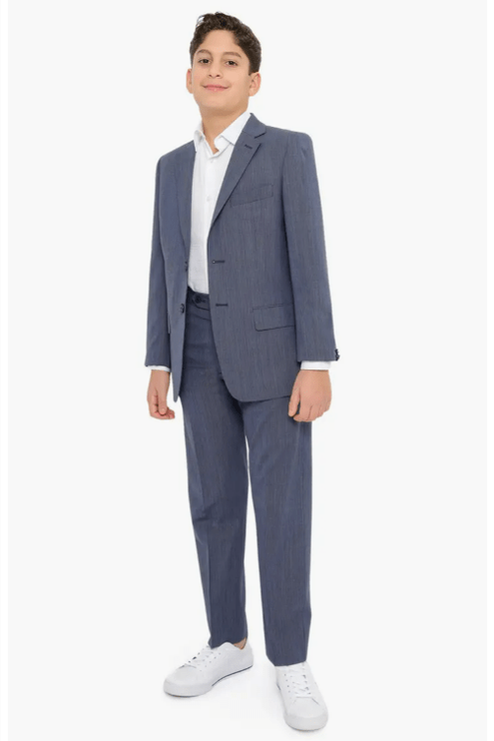 PinoPorte Boys Mini Blue Check Wool Suit-NorthBoys