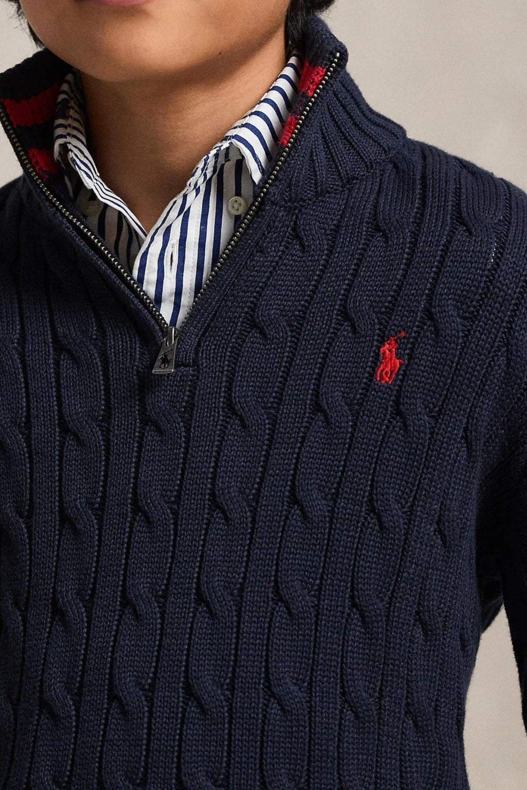 Ralph Lauren Boys Cable-Knit Cotton Quarter-Zip Sweater