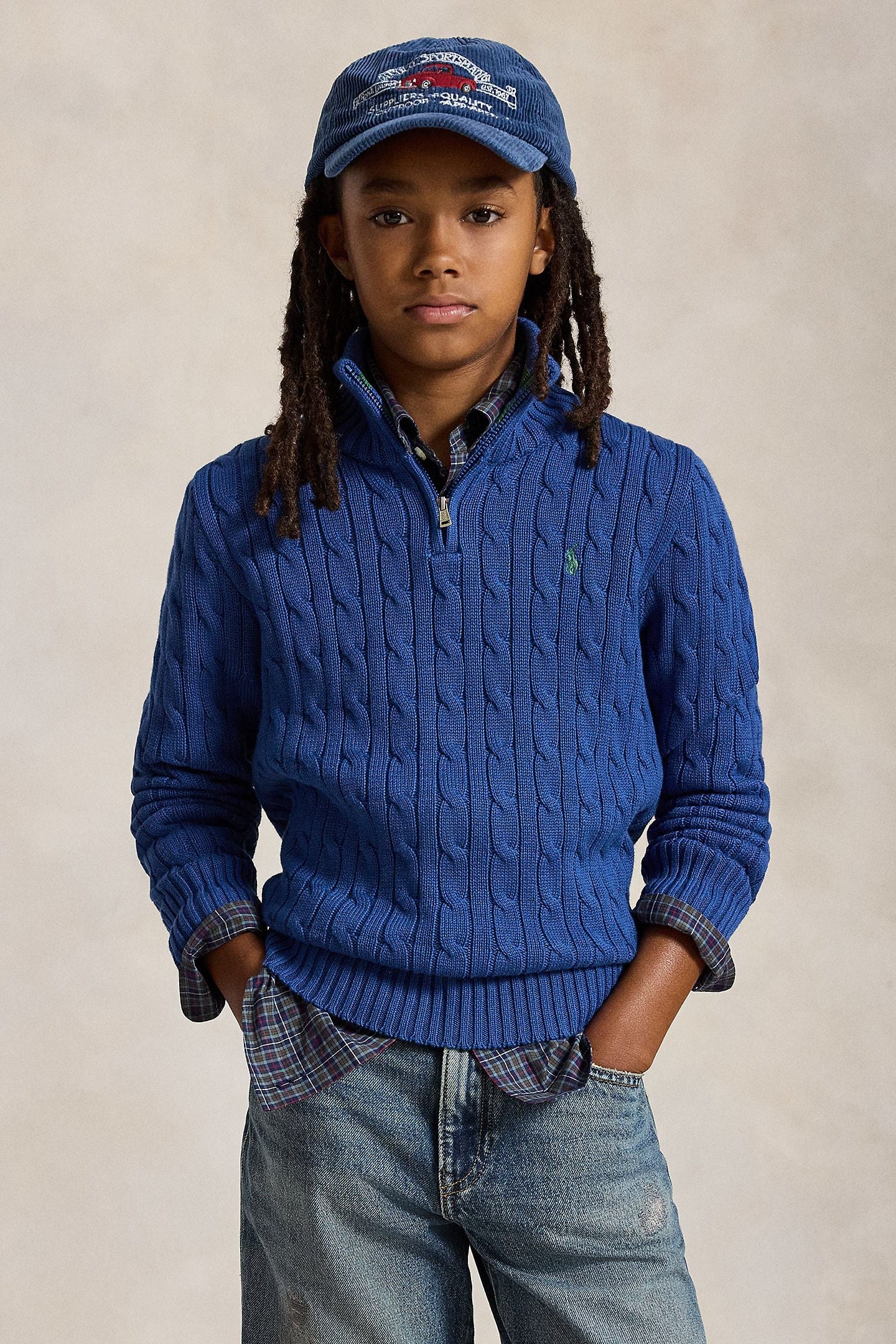 Polo Ralph Lauren Boys Cable-Knit Cotton Quarter-Zip Sweater