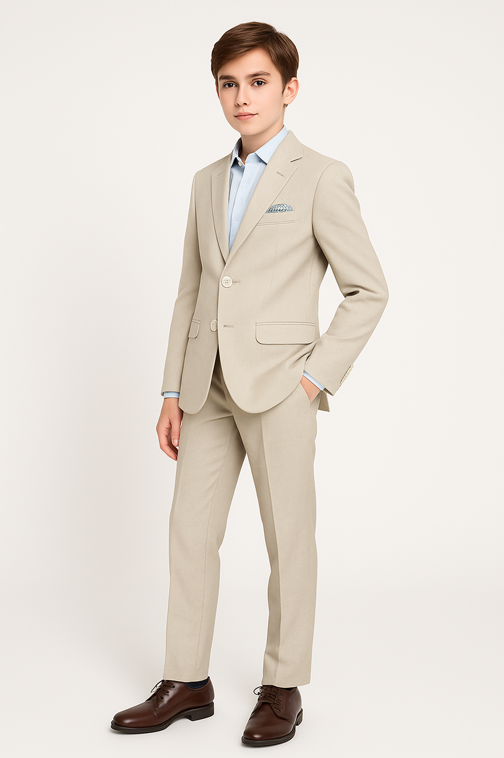 Tallia Boys Khaki Linen Suit
