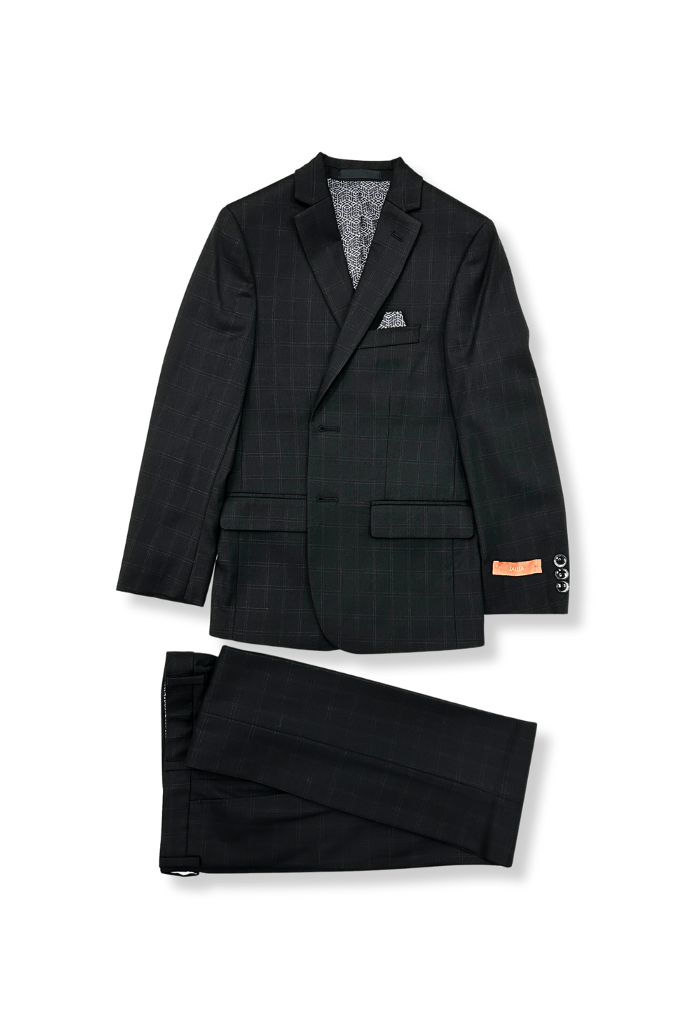 Tallia Boys Skinny Black Window Pane Suit-NorthBoys