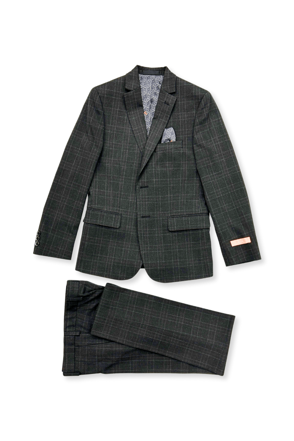 Tallia Boys Skinny Charcoal Plaid Suit-NorthBoys