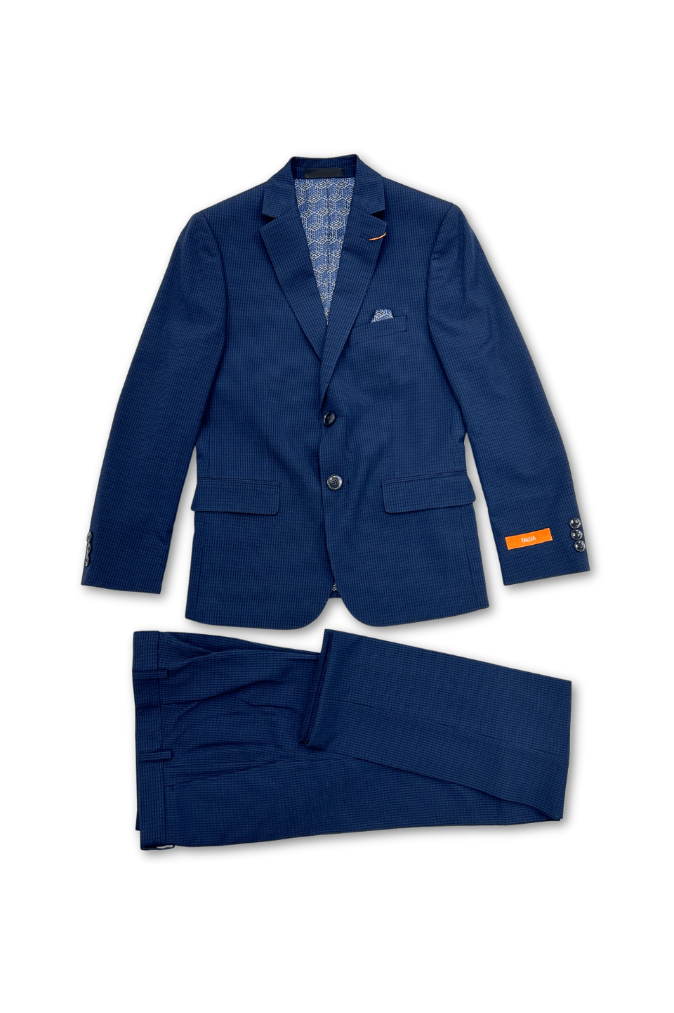Tallia Boys Skinny Dark Blue Mini Grid Suit_ CZ0070-NorthBoys