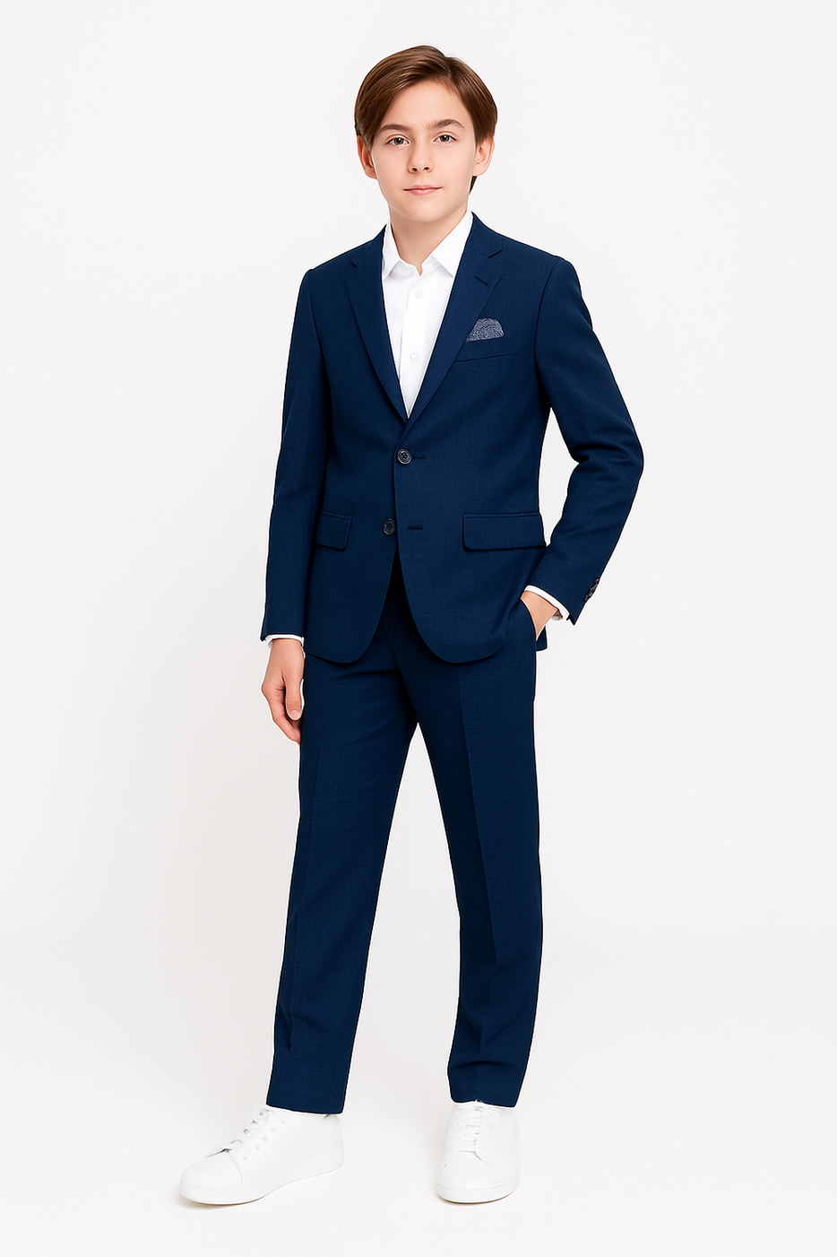 Tallia Boys Skinny Dark Blue Mini Grid Suit_ CZ0070-NorthBoys