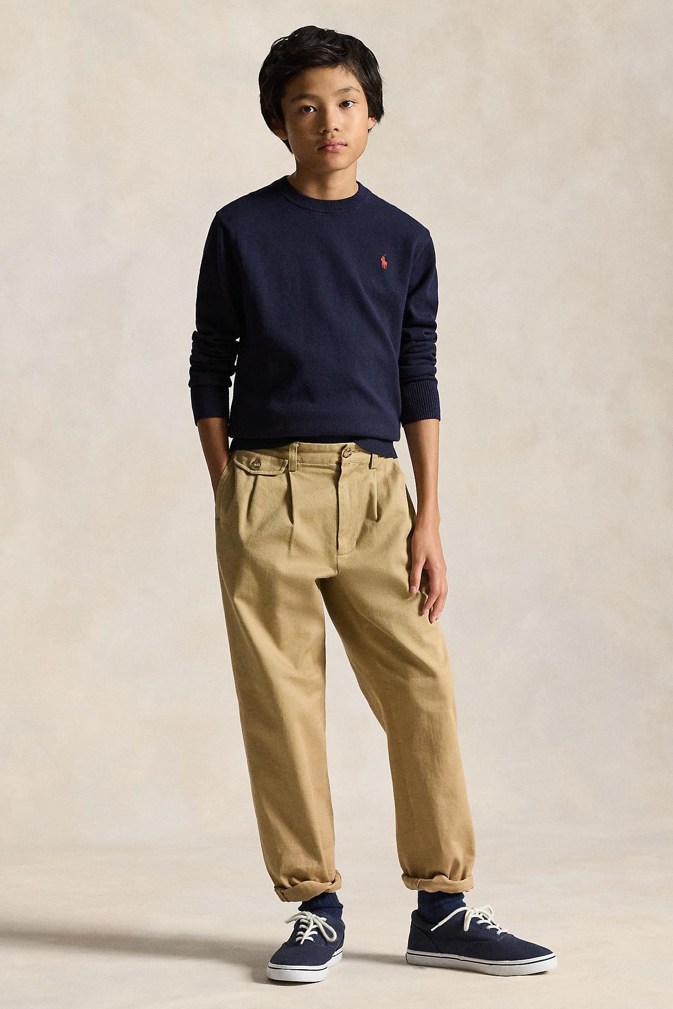 Polo Ralph Lauren Boys Fine Cotton Navy Crewneck Sweater