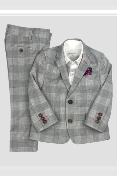 Appaman Boys 2pc Stretch Mod London Check Grey Suit-NorthBoys