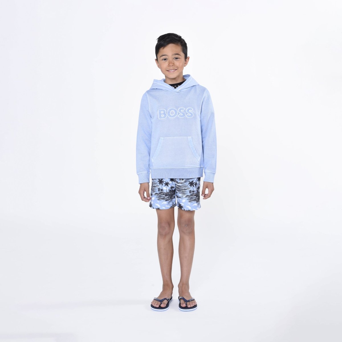 Hugo Boss Boys Printed Swim Shorts_ Blue J24848 - 77A - NorthBoys