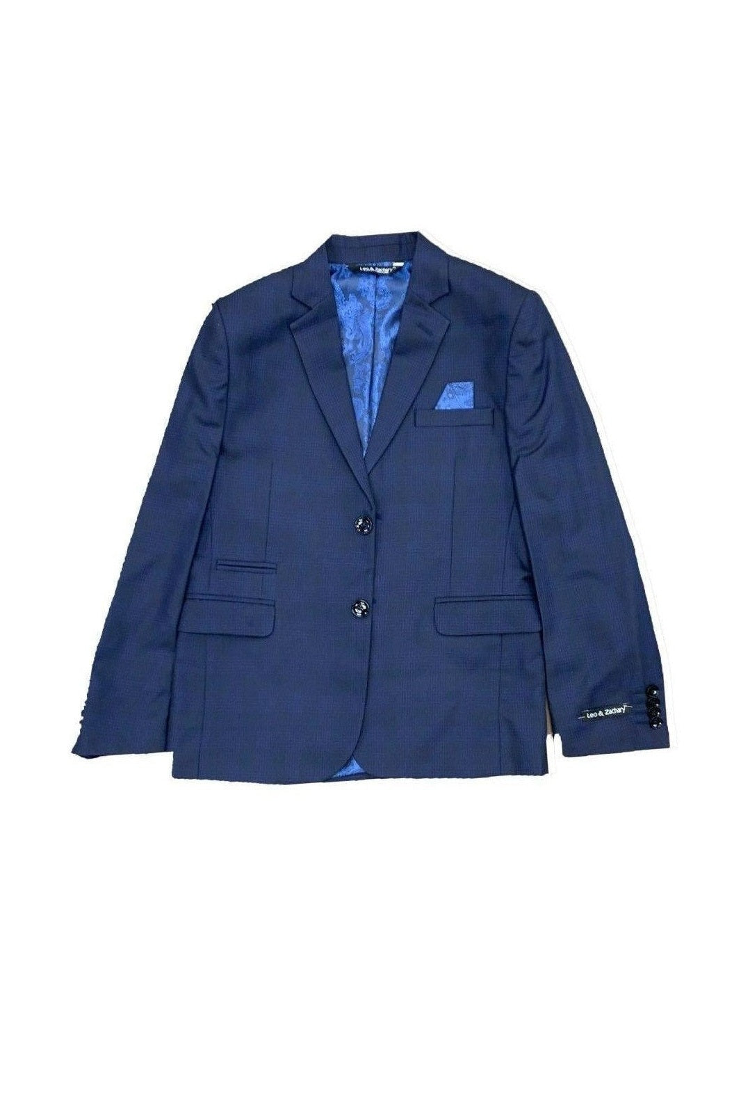 Leo & Zachary Boys Slim Blue Plaid Suit-NorthBoys