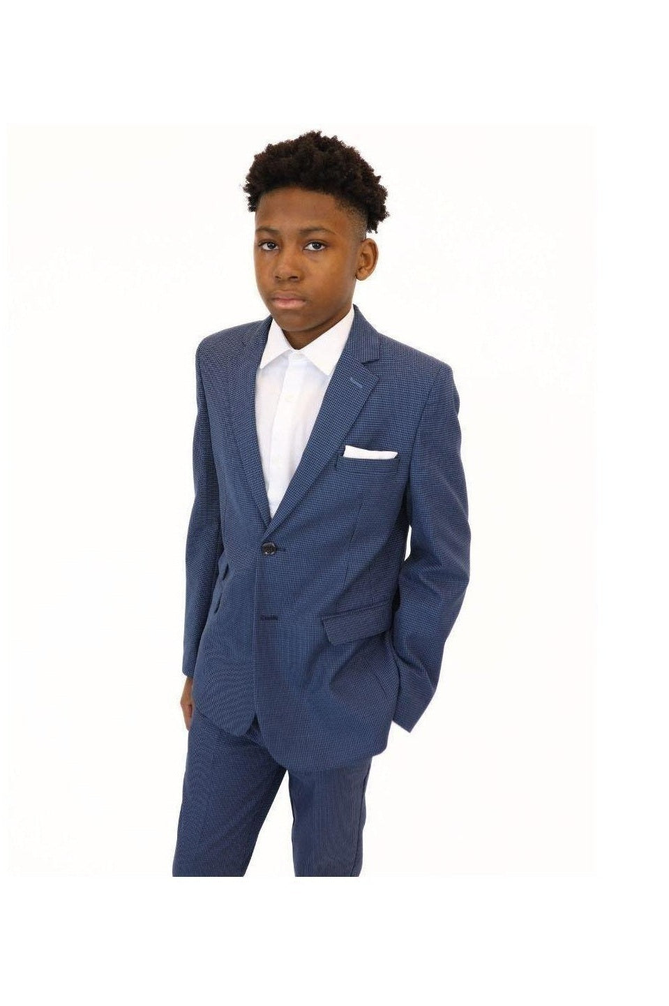 Leo & Zachary Boys Slim Ink/Sky Birdseye Suit-NorthBoys