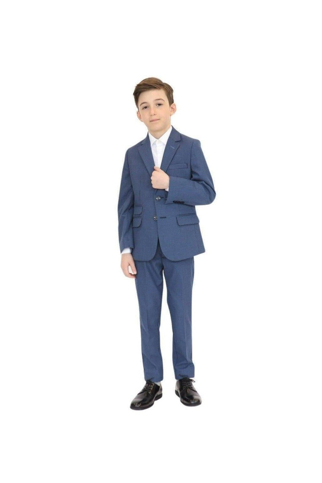 Leo & Zachary Boys Slim Ink/Sky Birdseye Suit-NorthBoys