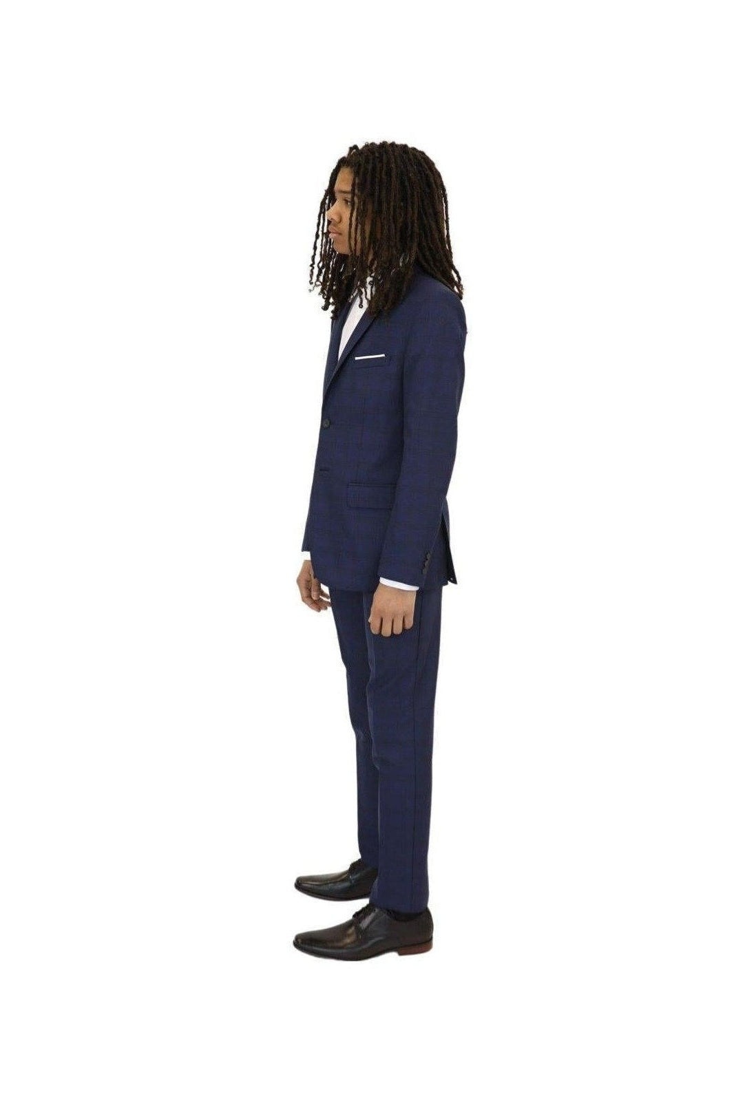 Marc New York Boys Skinny Dark Blue Check Suit-NorthBoys