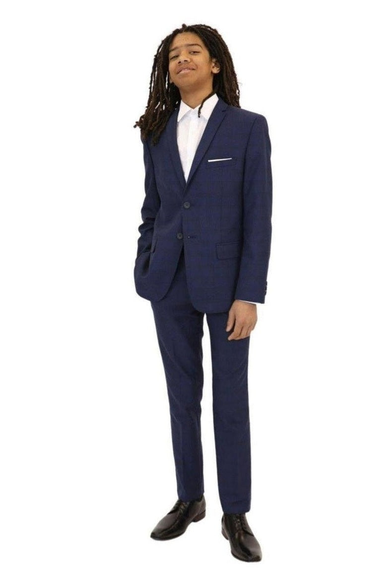 Marc New York Boys Skinny Dark Blue Check Suit-NorthBoys