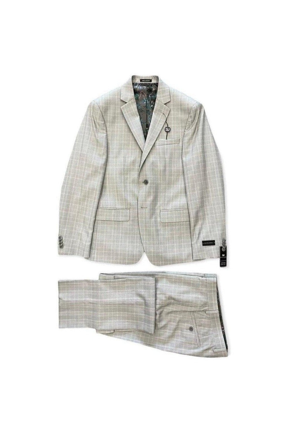 Marc New York Boys Skinny Light Grey Grid Suit-NorthBoys