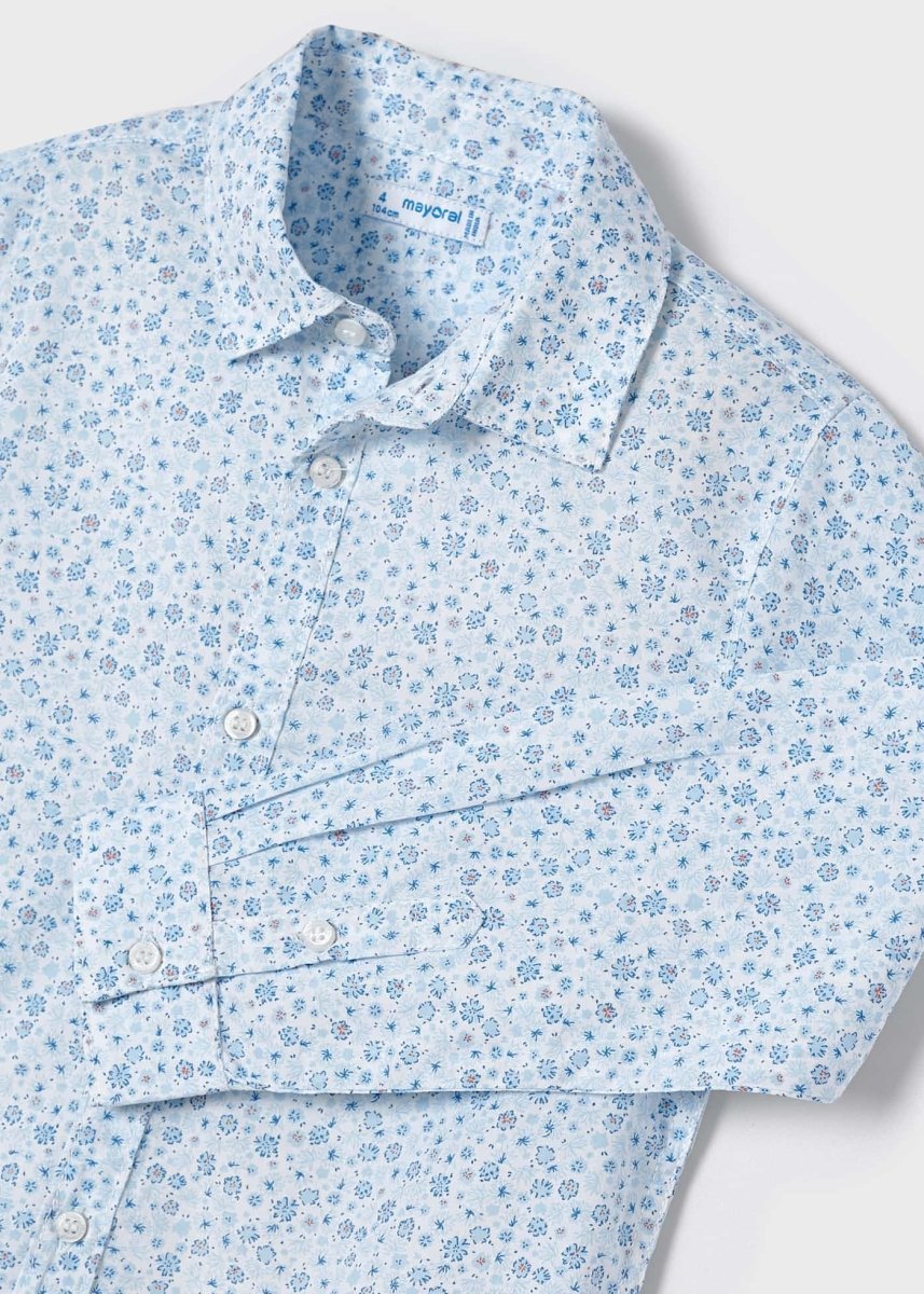 Mayoral Mini L/S Dress Shirt w/Floral Print_ Light Blue 3120 - 48 - NorthBoys