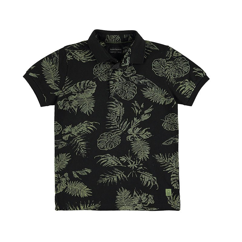 Nukutavake Short Sleeve Polo w/Leaf Pattern _Black 6106 - 65 - NorthBoys