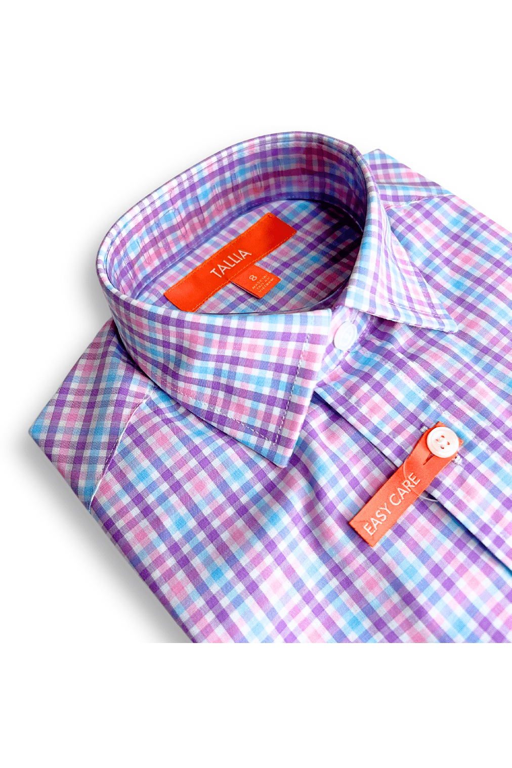 Tallia Boys Purple/Pink Gingham Dress Shirt - NorthBoys