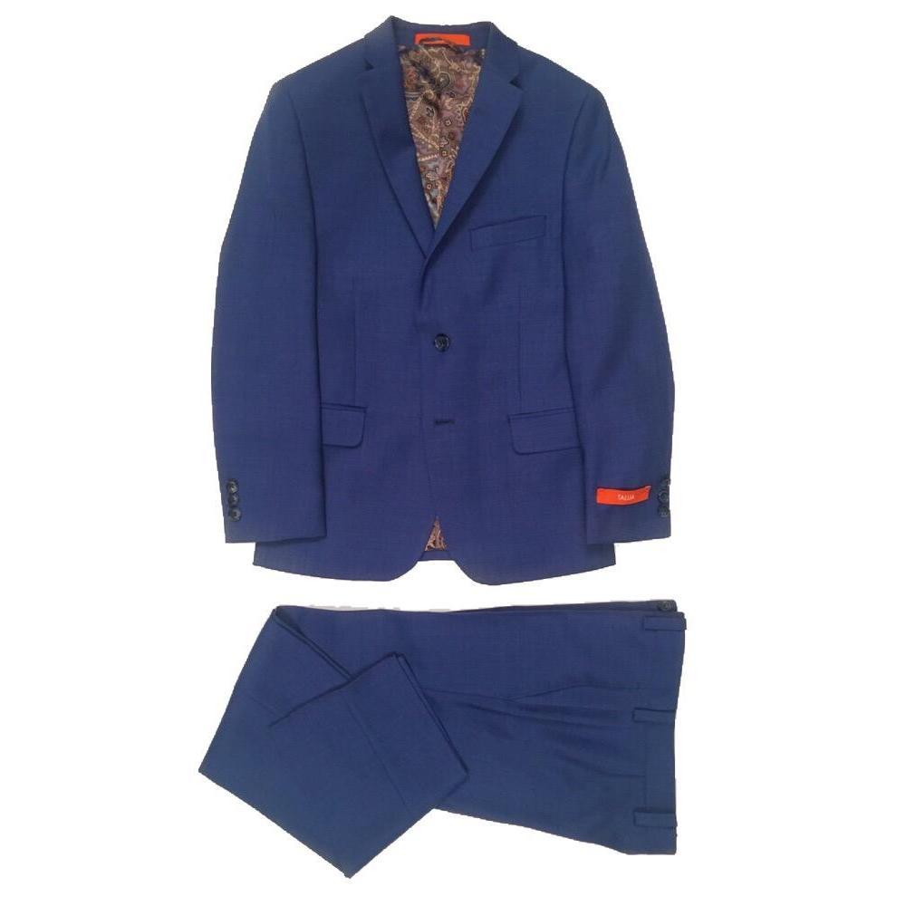 Tallia Boys Skinny Medium Blue Sharkskin Wool Suit OBZ0000-NorthBoys