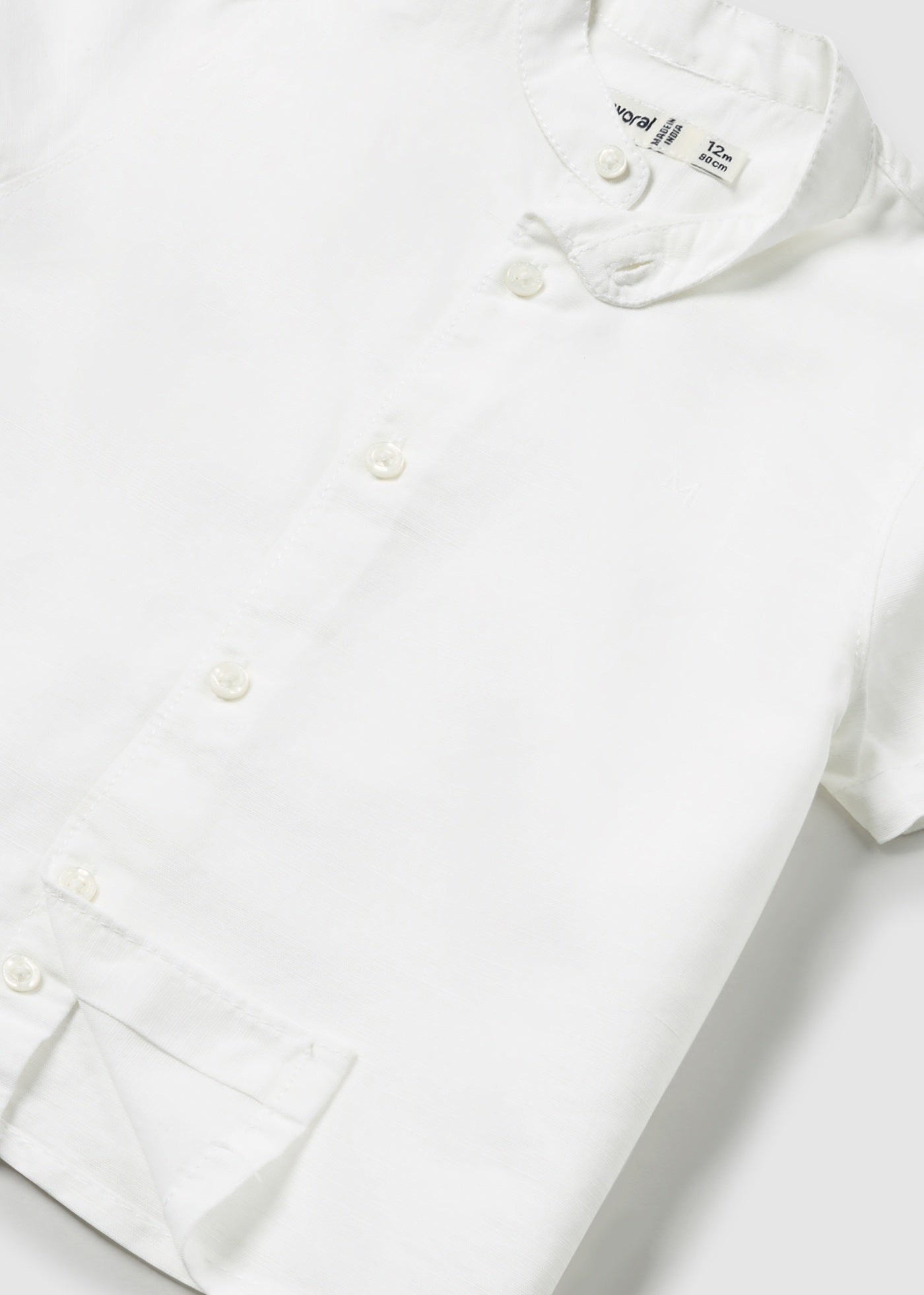 Mayoral Baby Short Sleeve Linen Mandarin Collar Dress Shirt_ 1113-88