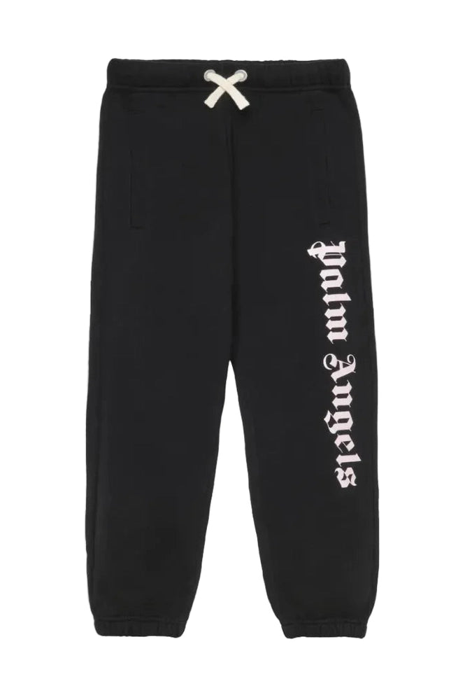 Black sweatpants with 'Palm Angels' logo on a white background