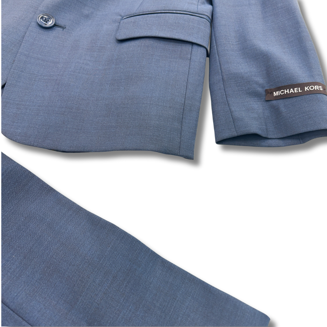 Michael Kors Boys Bright Blue Solid Wool Suit_ BU0180