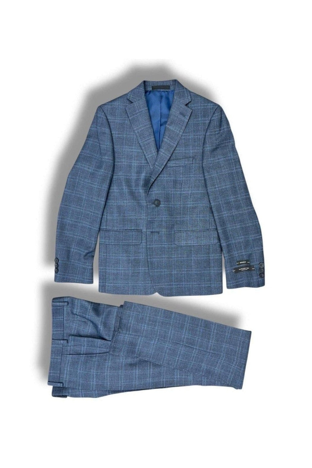 Andrew Marc Boys Skinny Blue Plaid Suit_ W0811-NorthBoys